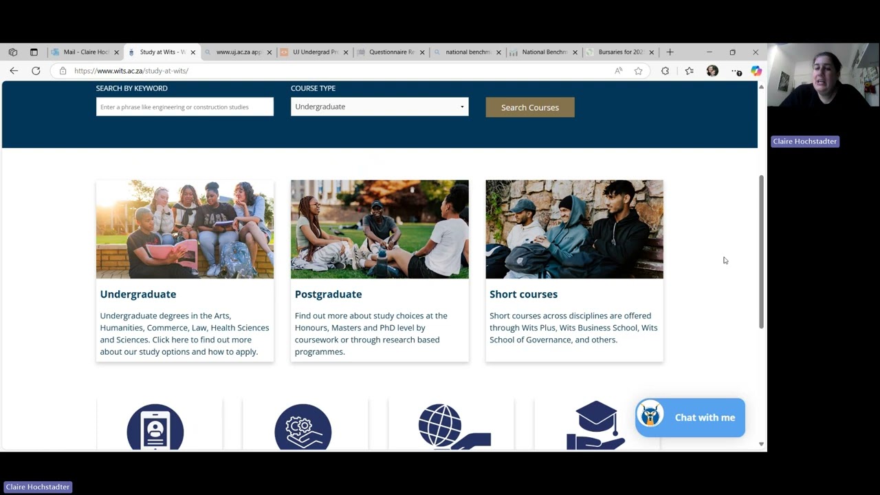 Requirements for undergraduate admissions and financial aid at WITS and UJ