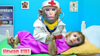 Bayi Monyet Hewan pemeriksaan dokter untuk Bayi Nakal | Kartun Monyet Lucu | Hewan KIKI Channel