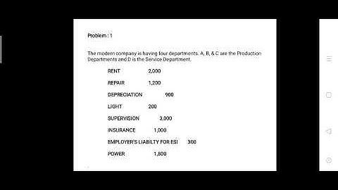 Overhead Apportionment - Primary Distribution of overhead. Problem - 1  with solution