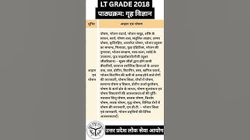 LT Grade 2018 Home Science Syllabus #ltgrade #teacher #vacancy #uppsc #tgt #homescience #syllabus