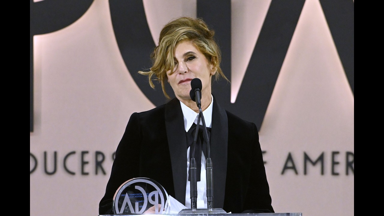 Amy Pascal accepts the David O. Selznick Achievement Award at the 2026 PGA Awards
