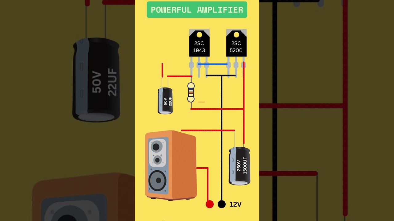 Diy strong amplifier with 2SC5200 and 2SC1943 transistors #diy #shorts #transistor #transistor