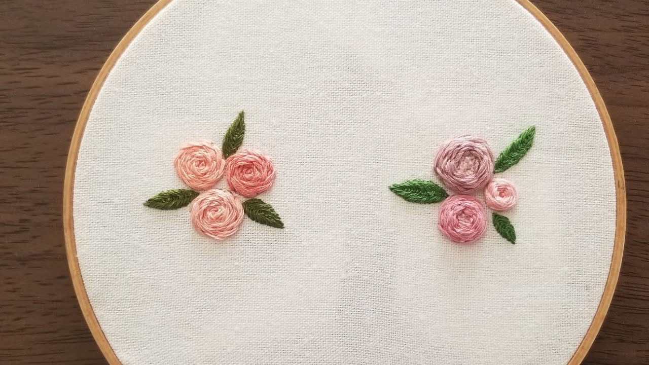 Easy Stitches for Roses#刺繍 #stemstitchRose #WovenWheelStitch - YouTube