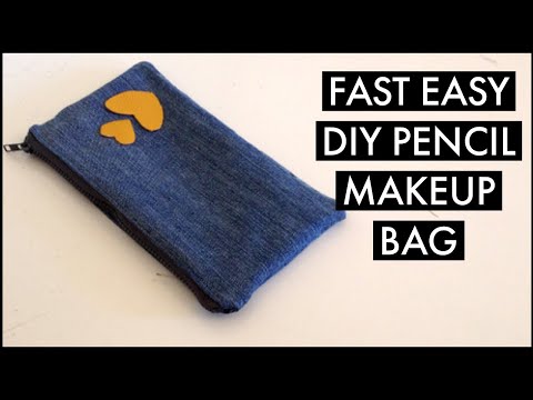 EASY DIY PENCIL MAKE UP BAG OUT OF OLD JEANS/HOW TO. MAKE A PENCIL CASE/RECYCLE/เย็บกระเป๋าใส่ดินสอ