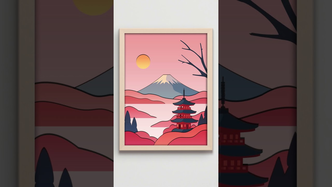 Mount Fuji Layered Art Design.... 