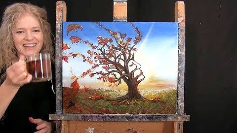 Can you find the "FACE OF FALL" in this? Paint & Sip at Home - Beginner Acrylic Painting Tutorial