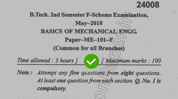2018 Mdu BTech 2nd Sem Basics of Mechanical Engg Question Paper