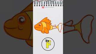 F for Fish Drawing | Phonic sounds of alphabets | Pre-K Learning Videos | @thelilmoons #abcd