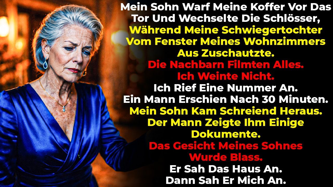 An einem Dienstagmorgen warf mein Sohn meine Koffer vor das Gartentor und tauschte das Schloss aus, während seine Frau vom Fenster aus zusah. Die Nachbarn filmten. Ich weinte nicht. Ich wählte die...