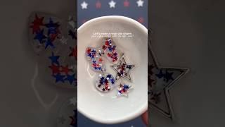 Resin charms with bezel and molds with red blue silver star glitter #resincharms #diyjewelry #diy