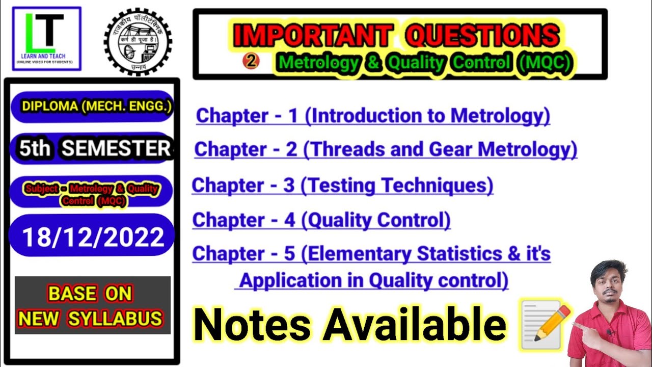Metrology and quality control (Notes Available)| Important Questions ...