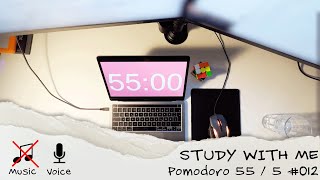 Study with me daily - Pomodoro 55 / 5 - No Music - Keyboard/Mouse/Rain Sound ASMR - #012