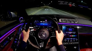 2021 Mercedes-Benz S580 - POV Night Drive (Binaural Audio)