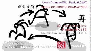 Origin of Chinese Characters - 0175 再 zài  again; once more - Learn Chinese with Flash Cards