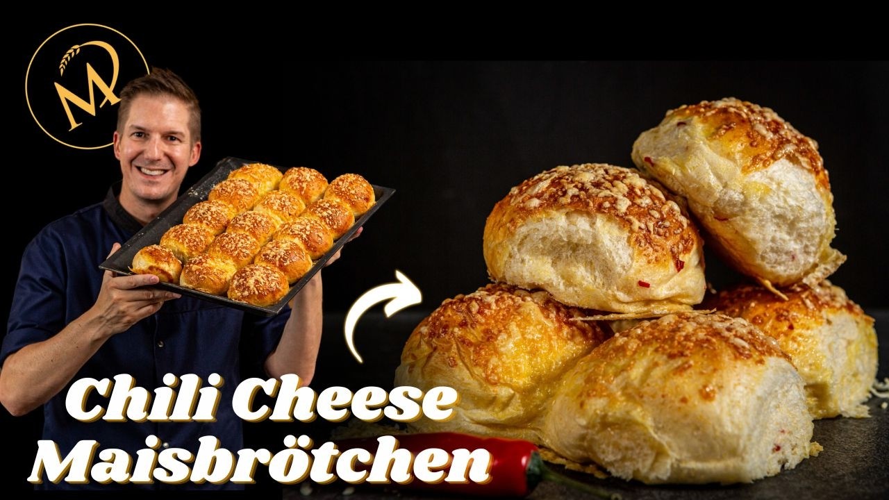 Die fluffigsten Chili Cheese Maisbrötchen / Luftige Käsebrötchen selber backen 🌶🧀