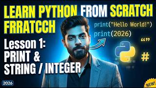 Full Learn Python from Scratch | Lesson 1: Print a String & Integer Guide