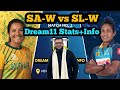 SA-W vs SL-W Dream11|SA-W vs SL-W Dream11 Prediction|SA-W vs SL-W Dream11 Team|