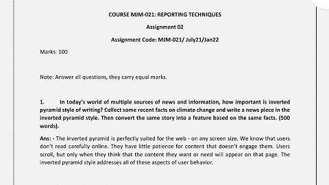 MJM 21 SOLVED ASSIGNMENT 2021-2022 / pdf watsapp 8228091239 #MAJMC #ignou majmc