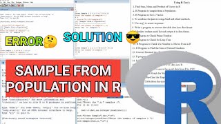 R Program to Sample From a Population | Sample in R | R Sample From Population | Sample | R Program