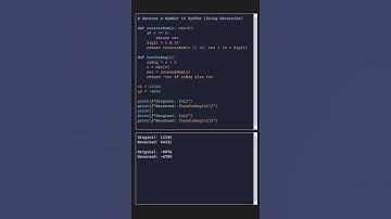 Reverse a Number Using Recursion in Python (for Both Positive and Negative Number) #python