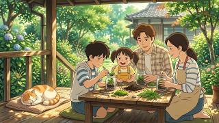 Making Moss Terrariums: A Sunny Morning Garden Diary with Family | Ghibli-Style ASMR
