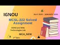 MCSL-222 Solved Assignment July-25/Jan-26 || MCA_NEW (2nd Sem)| IGNOU Assignment Solutions (2025-26)