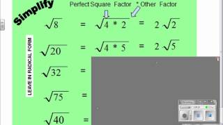 Unit 1: Day 1: Video 1: Simplifying Radicals