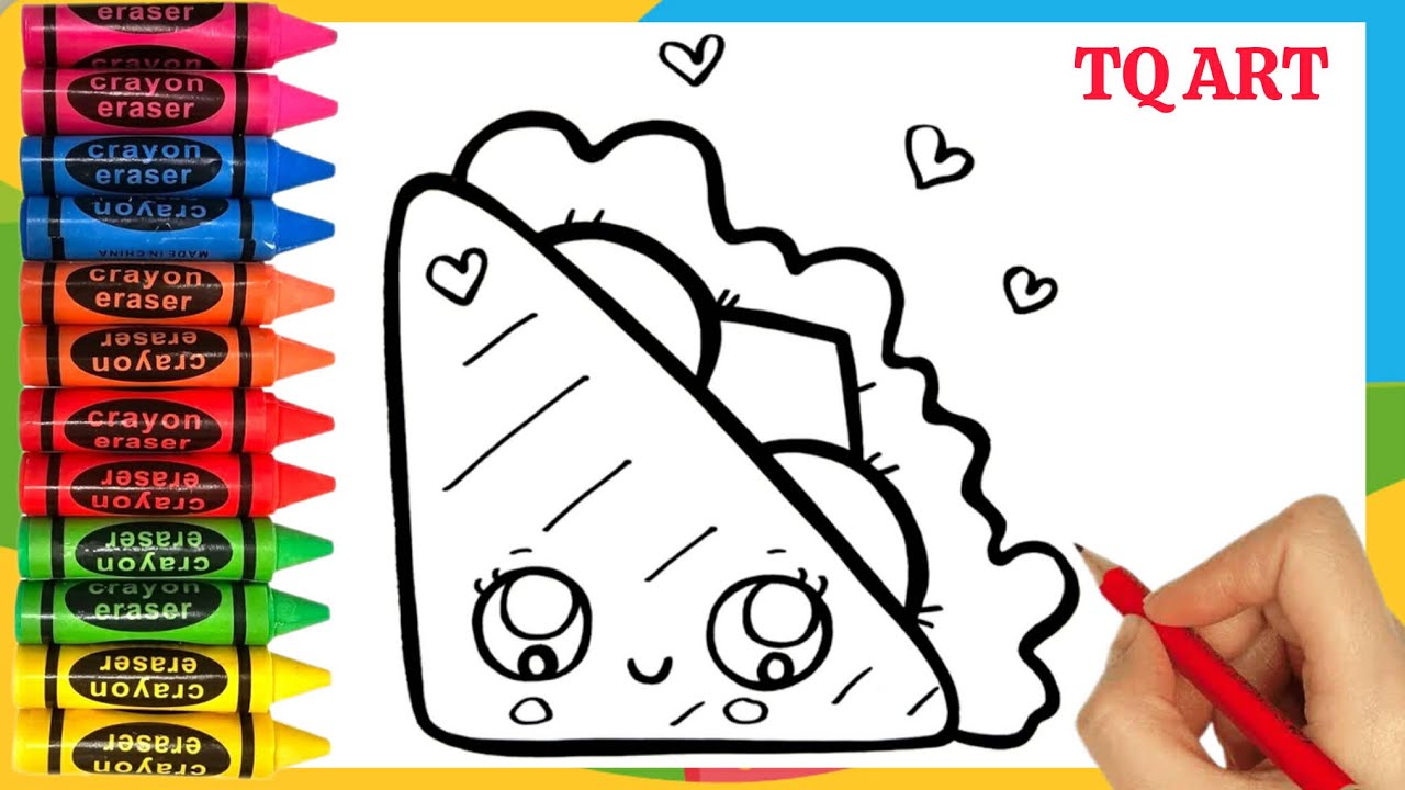 Как нарисовать милый и простой сэндвич для детей | Рисование для детей