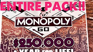 MONOPOLY $250,000 A YEAR FOR LIFE!! FULL $500 PACK!! OHIO LOTTERY TICKETS!!