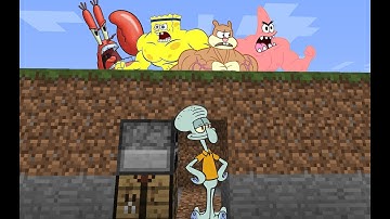 Minecraft Speedrunner Squidward VS 4 Hunters