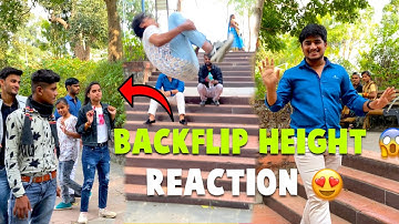 Rate my Backflip Height 😍 backflip height/backflip reaction in public// hyperhook aashish
