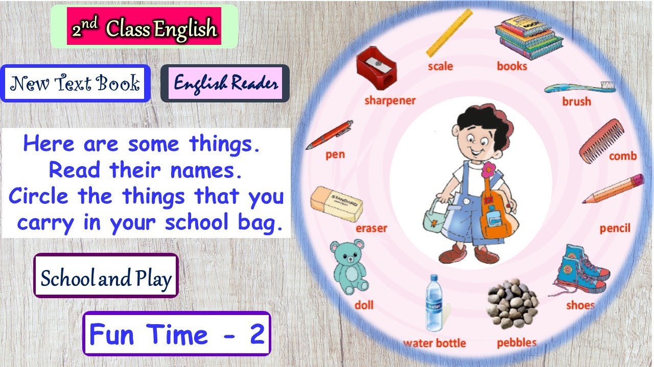 School Bag Items Identify in School theme