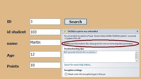 VB.net with MS access: Fix error No value given for one or more required parameters