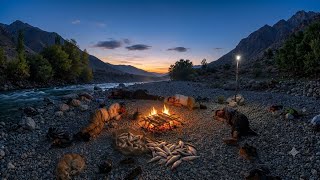 Nomadic fishing 🎣 | Sleeping under the open sky🌌 | Sleeping by the fire after a day of fishing🌊