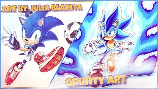 Grunty Art & Art by Julia Blakita Collaboration | Drawing Sonic the Hedgehog