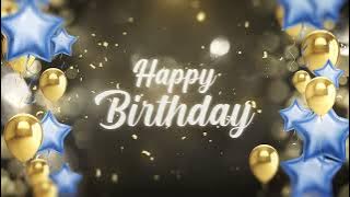 Birthday Background Loop - Happy Birthday Balloons - Gold & Blue  - Happy Birthday Animation