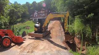 Yanmar Excavator And Kubota Tractor Repairing Gravel Driveway