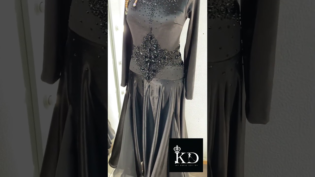 Black ballroom dress by "KeyDress" atelier.Ballroom dance dress. American smooth dance dress