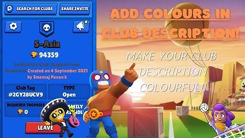 Tutorial to add colours in the club description in Brawl Stars || Pavan Gaming