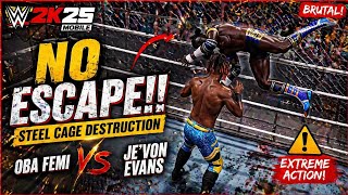 NO ESCAPE!! 😱 Oba Femi vs Je'Von Evans – Steel Cage Destruction #wwe #gaming #gameplay #wwe2k25 