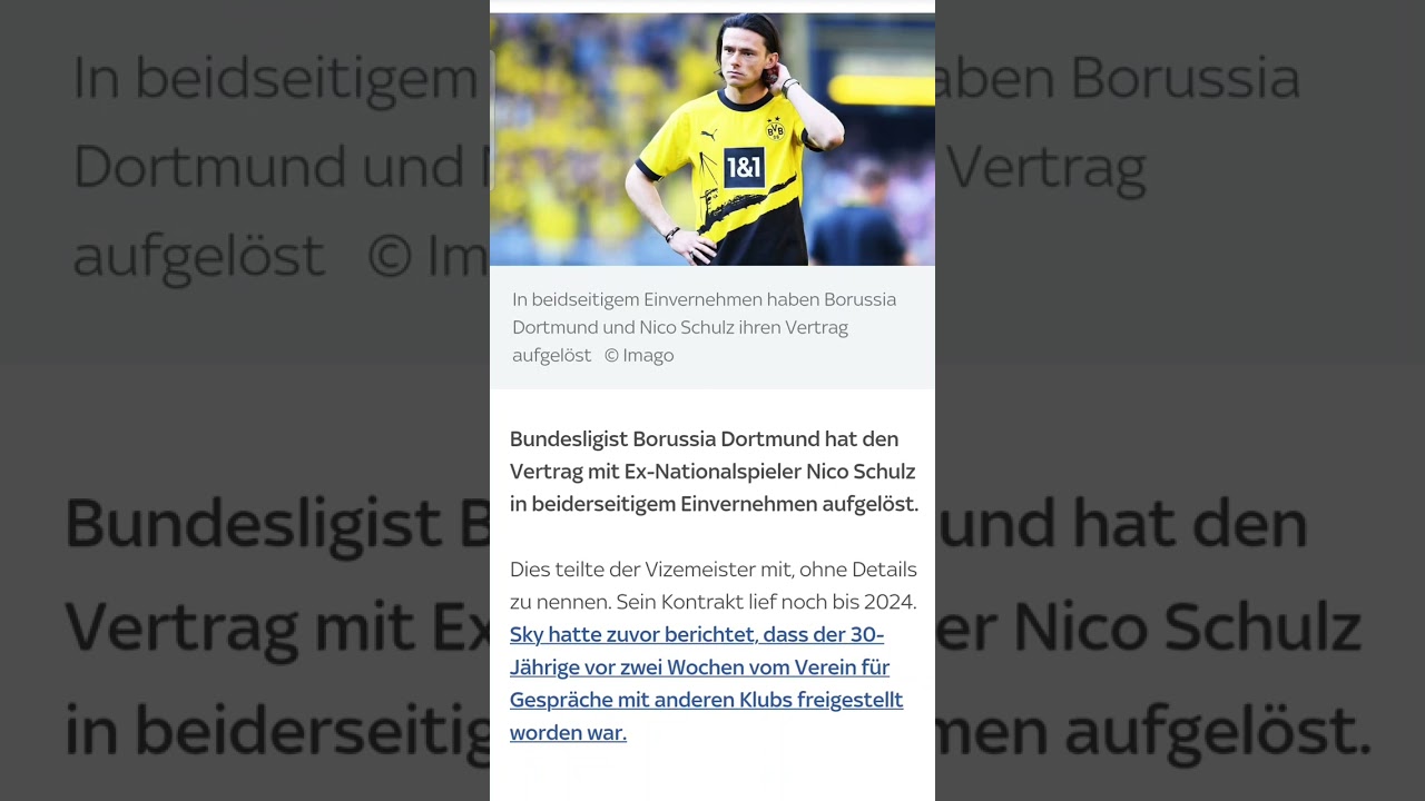 Offiziell: BVB löst Vertrag mit Schulz vorzeitig auf