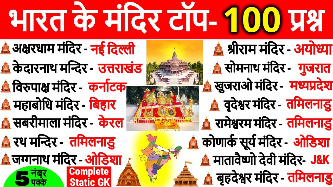 भारत के प्रमुख मंदिर 🛕 | Most Important Temples in India | Bharat Ke Pramukh Mandir | Gk Trick