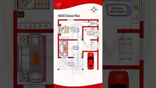 House plan (8.75x10.75)m | 1 BHK Home design | one bedroom house #homedesign #architecture #shorts