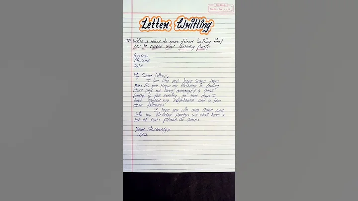 Letter writing in english/write a letter to your friend inviting birthday party/invitation letter
