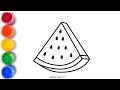 Watermelon Slice Drawing for Kids 🍉 | Learn Colors & Fun 2D Animation 🎶Chuchu Draw TV 🎨