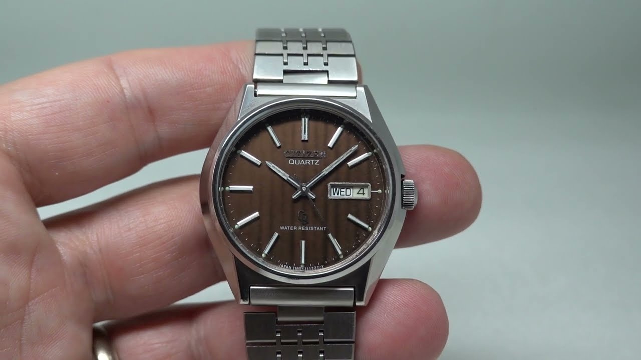 1980 Citizen CQ men's vintage quartz watch with brown dial. Model