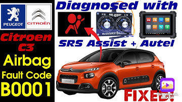 Citroen C3 Airbag test + repair fault code B0001 with SRS Assist (Resistor bypass box)