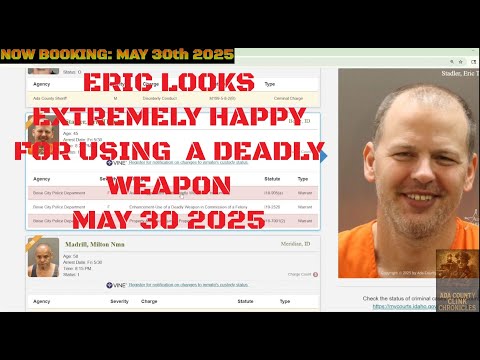 Ada County Idaho Arrests May 30 2025 / This guy looks like he is crazy with that big smile.