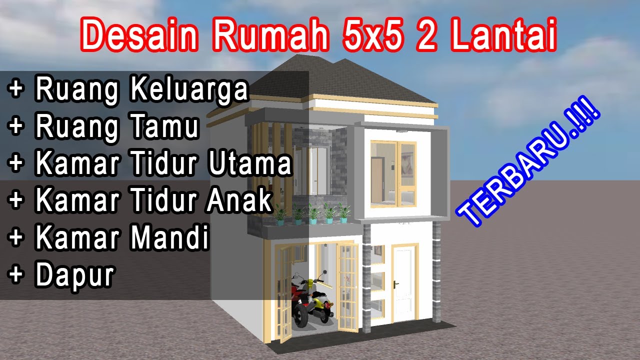 desain rumah 5x5 2 lantai terbaru - YouTube - Lahan 5x5 Denah Rumah Ukuran 5x5