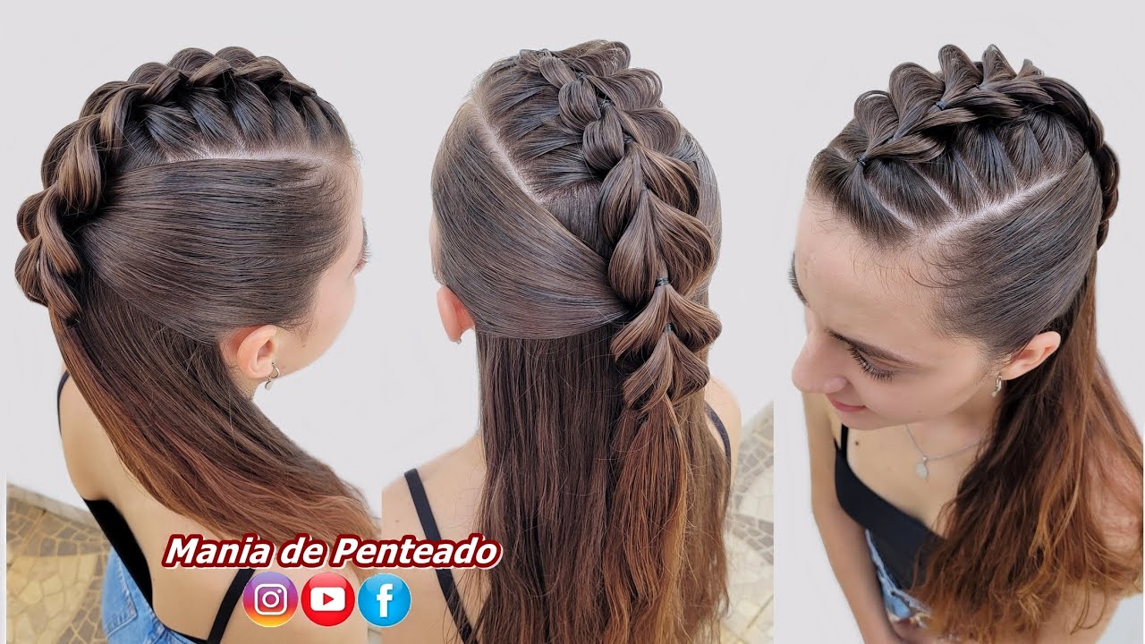Penteado Fácil com Trança Falsa Semi Preso ou Rabo de Cavalo | Easy  Hairstyle with Braid for Girls 😍 | Goiânia Fashion